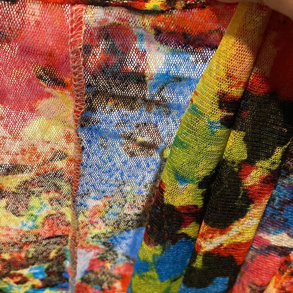 NWOT Von Maur multi color mesh swing cardigan. 3/4 sleeves 24”x27”length - Picture 5 of 5